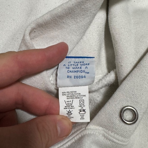 Vintage 90s Notre Dame University Stained White Hoodie Sweatshirt Women's XL‎ - Picture 9 of 12